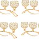 Crystal Tealight Candle Holder Centerpiece Home Decorative Candlestick Holder Elegant Table Centerpiece Home Decor Wedding Party Anniversary (Gold, 3 Arm of 4 Pcs)