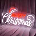 Merry Christmas Neon Sign for Wall Decor Dimmable Neon Christmas Sign fox Xmas Party Red White LED Neon Xmas Sign for Home Office Store USB Powered 16.92"x9.84"