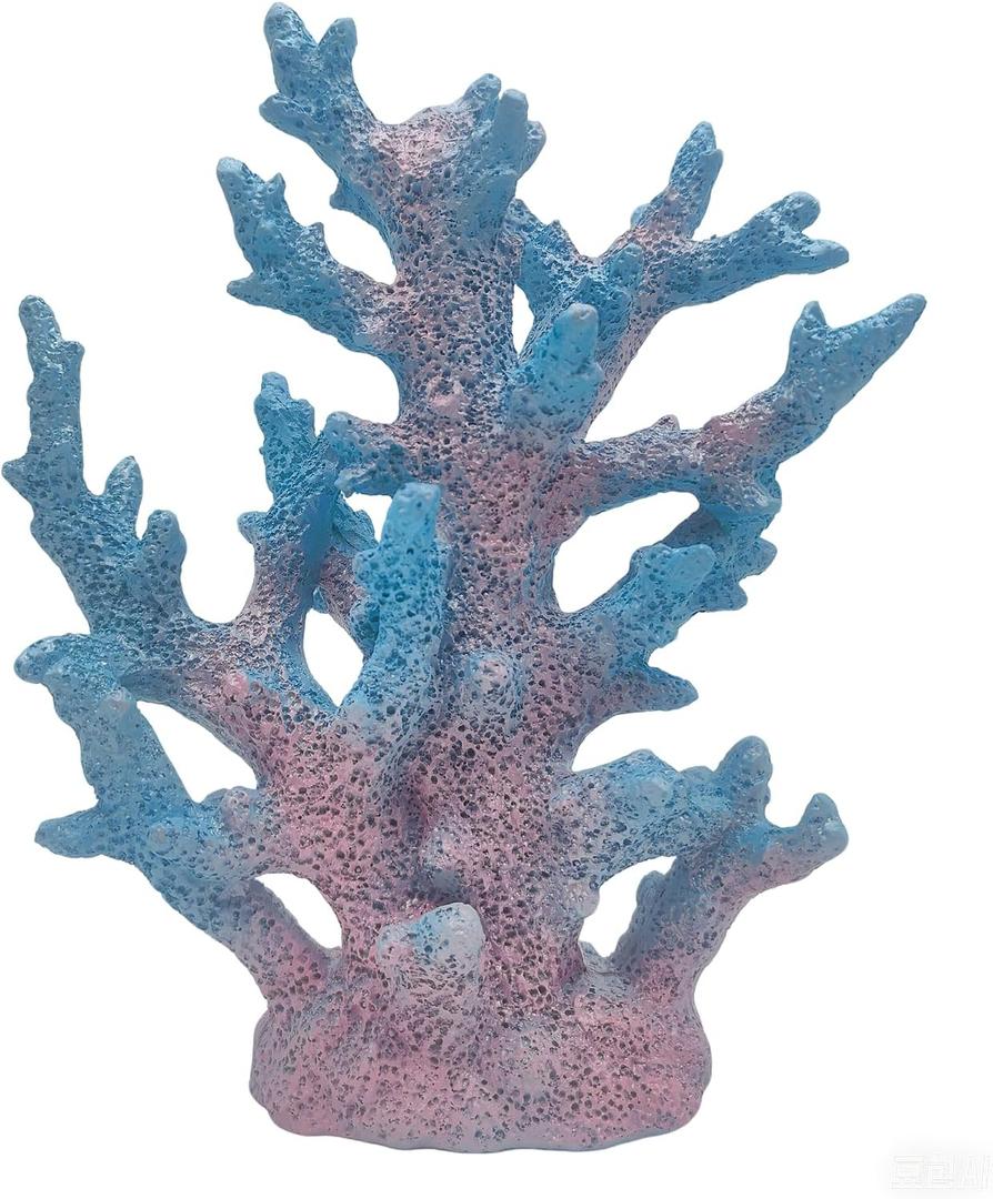 Etlemonde Beach Coastal Decor Coral Reef Home Decor Coral Statue Sculpture Home,Desk,Bathroom,Desktop Shelf Statue,Marine Themed Gifts (Gradient Cyan Coral), 127.57 cubic inches
