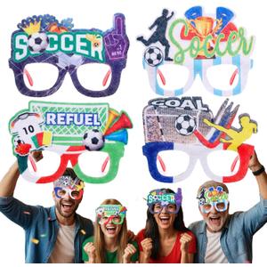 2 x 2026 World Cup Soccer Themed Decorative Glasses,Football Party Decorations And Party Favors Photo Props,Soccer Party Supplies