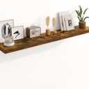 Fun Memories Floating Shelves 55 Inch Long, 8 Deep Floating Shelves for Wall, Large 55 x 8 Display Shelves for Living Room, Kitchen, Wood Deep Wall Shelves for Home Storage, Rustic Brown, 1 Pack