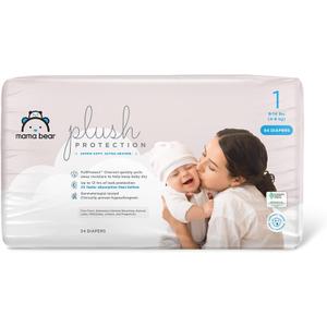 Amazon Brand - Mama Bear Plush Protection Diapers - Size 1, 54 Count, Hypoallergenic Premium Disposable Baby Diapers