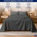 Cottingon RV Short King Sheets 72 x 75,Luxury Soft 100% Egyptian Cotton, 4 Pcs Camper Bedding Set to Fit Upto 15" Deep Custom RV Mattress, Dark Grey Solid
