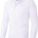 Alimens & Gentle Men's Dress Shirts Long Sleeve Wrinkle-Free Stretch Shirts Solid Formal Button Down Shirt with Pocket (White, M)