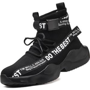 Furuian Steel Toe Shoes for Men Women Comfortable Lightweight Safety Snekaers Industrial Construction Work Shoes for Men (12 Women/10.5 Men, Alblack)