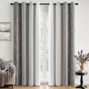 MIULEE Ombre 100% Blackout Curtains, Grey and Greyish White Full Room Darkening Thermal Insulated 84 Inches Long Drapes for Bedroom & Living Room Grommet Window Treatments Modern 52Wx84L, Set of 2