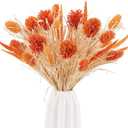 Artificial Husk Thistle Bush Flowers,Faux Wheat and Sorghum Grass Floral for Home Decor,Fake Plant Greenery Bouquets for Autumn and Thanksgiving DIY Decorations,A Pack of 2,Orange (W1358)