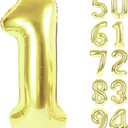 40 Inch Champagne Gold 1 Balloon for First Birthday, Light Gold 1st Number Balloons Birthday Decorations for Girl Kids Toddler Baby, One Giant Number 1 Balloon