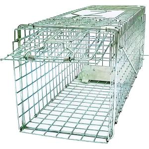 24" Small Collapsible Humane Live Animal Cage Trap No-Kill Trapping Kit for Humane Catch Release Rodent Small Cat, Rabbits, Squirrel, Opossum, Squire, Raccoon, All Fit Sized Animals, 2-Doors (24 inches (silver))