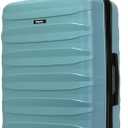 World Traveler Dejuno Motley Lightweight Hardside Expandable Spinner Luggage, Blue, Large Checked