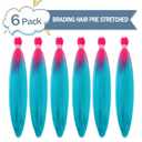 Pre Stretched Braiding Hair Extensions 26 Inch 6 Packs Long Braid Hair Yaki Texture Professional Prestretched Peach Pink to Lake Blue Braiding Hair For Women (Peach Pink/Lake Blue, 26 inch)