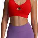 Aoxjox Women's Workout Sports Bras Twist Front Fitness Padded Training Gym Bra Yoga Crop Lola Tank Top (Racing Red, Small)