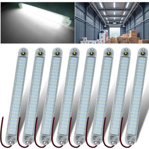 12V Led Interior Light Bar 8 Packs 72Led 6500K White with ON/Off Switch 11Inch 12V 24V for Enclosed Cargo Trailer RV Van Truck Lorry Camper Caravan Motorhome (8Pcs)