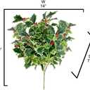 Admired by Nature Artificial Holly Leaves with Berries Bush Bouquet - for Holiday Winter Christmas Home Decor, Faux Floral Arrangement for Crafts, Events, Funerals, Cemeteries - Set of 2, Green