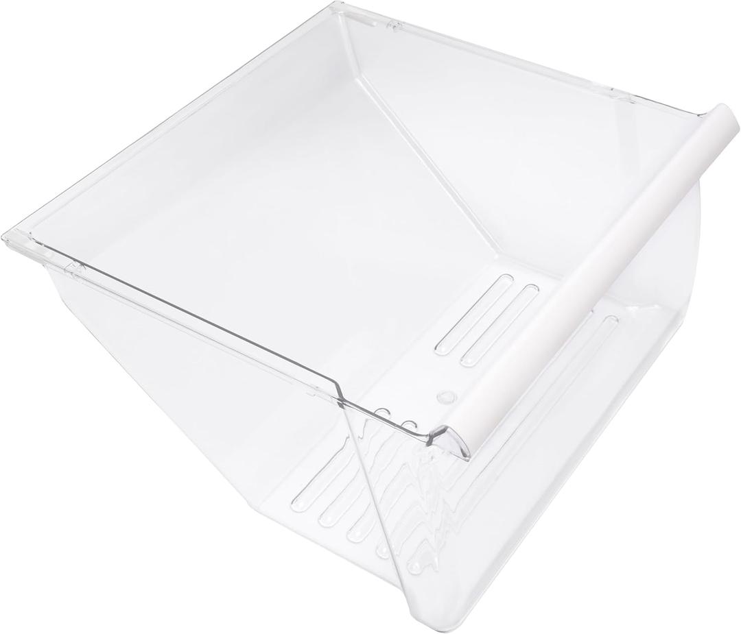 Kojem 2188664 Crisper Drawer Bin (Lower) Replacement for WP2188664 Compatible with Whirlpool, Kenmore, Maytag, Kitchenaid Refrigerator Clear Crisper Pan W/White Handle PlasticPS)