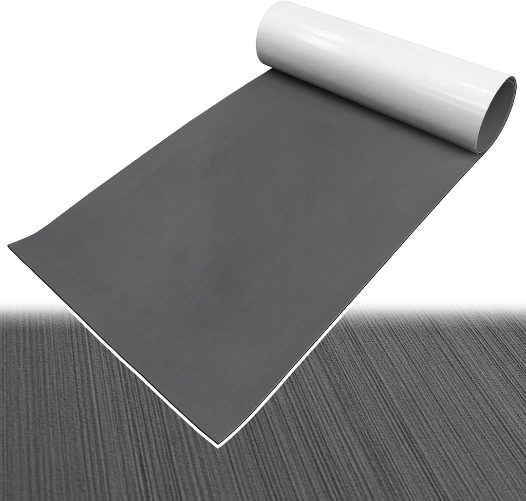 Boat Flooring EVA Foam Boat Decking Sheet Self Adhesive Marine Flooring Brushed Camo Marine Carpet for Boats Yacht Kayak Decking Cushioning Cooler Seating Helm Pad Swimming RV Golf Cart Non Slip Pad (94.5"x45.2" - 29.7sqft, D-dark Grey With Black)