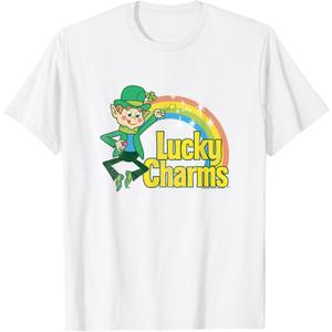 Lucky Charms 80s Style Lucky The Leprechaun Rainbow Logo T-Shirt S