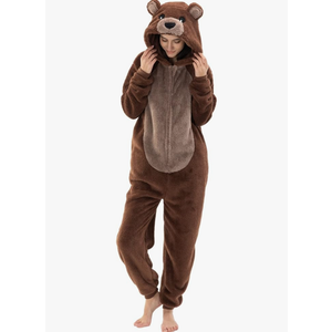 Snug Fit Unisex Adult Onesie Pajamas, Flannel Cosplay Animal One Piece Halloween Costume Sleepwear Homewear M