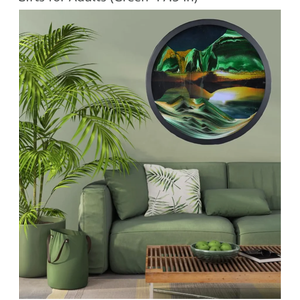 Oneshow Moving Sand Art Wall Art 3D Deep Sea Sandscape 360° Rotation Circular Sand Art Liquid Motion Wall Decor Relaxing Mood for Home Office Glass Craft Gifts for Adults (Green-17.3 in)