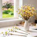 CRCZK 24Pcs Bee Floral Stems Decor, Artificial Spring Summer Bumble Bee Branch Picks with Sunflower & Berry, Farmhouse Rustic Yellow Flower Picks for Home Kitchen Table Vase Centerpiece