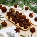 24 Pcs Small Brown Velvet Christmas Ornaments Ball Set Shatterproof Christmas Tree Decorations Assorted Flocked Xmas Baubles Decorations Xmas Holiday Party Wedding Decor