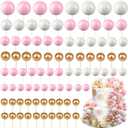 108 Pcs Balls Cake Topper DIY Cupcake Insert Foam Balloons for Cake Baking Wedding Anniversary Birthday Decoration(Pink, White, Gold,Multi Sizes)
