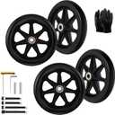 4 Pack 6 Inch Solid Replacement Wheels - Environmentally Friendly Rubber Material, Wear-Resistant PU Tires, Anti-Slip, and Durable ABS Wheel Hub - Easy to Install, (4Pcs, 6 inch Wheels)