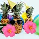 PRETYZOOM 10Pcs Artificial Hibiscus Flowers Only- 3.9'' Hawaiian Tropical Silk Flowers for Luau Party Decorations - DIY Hair Accessories, Beach Wedding Table Decor, Single Side (8X8CM)