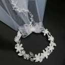 Flower Crowns for Women, Floral Crown with Wedding Veil Headpiece for Wedding Bridal Festival Photography Hair Wreath Accessory Hairbands for Girls