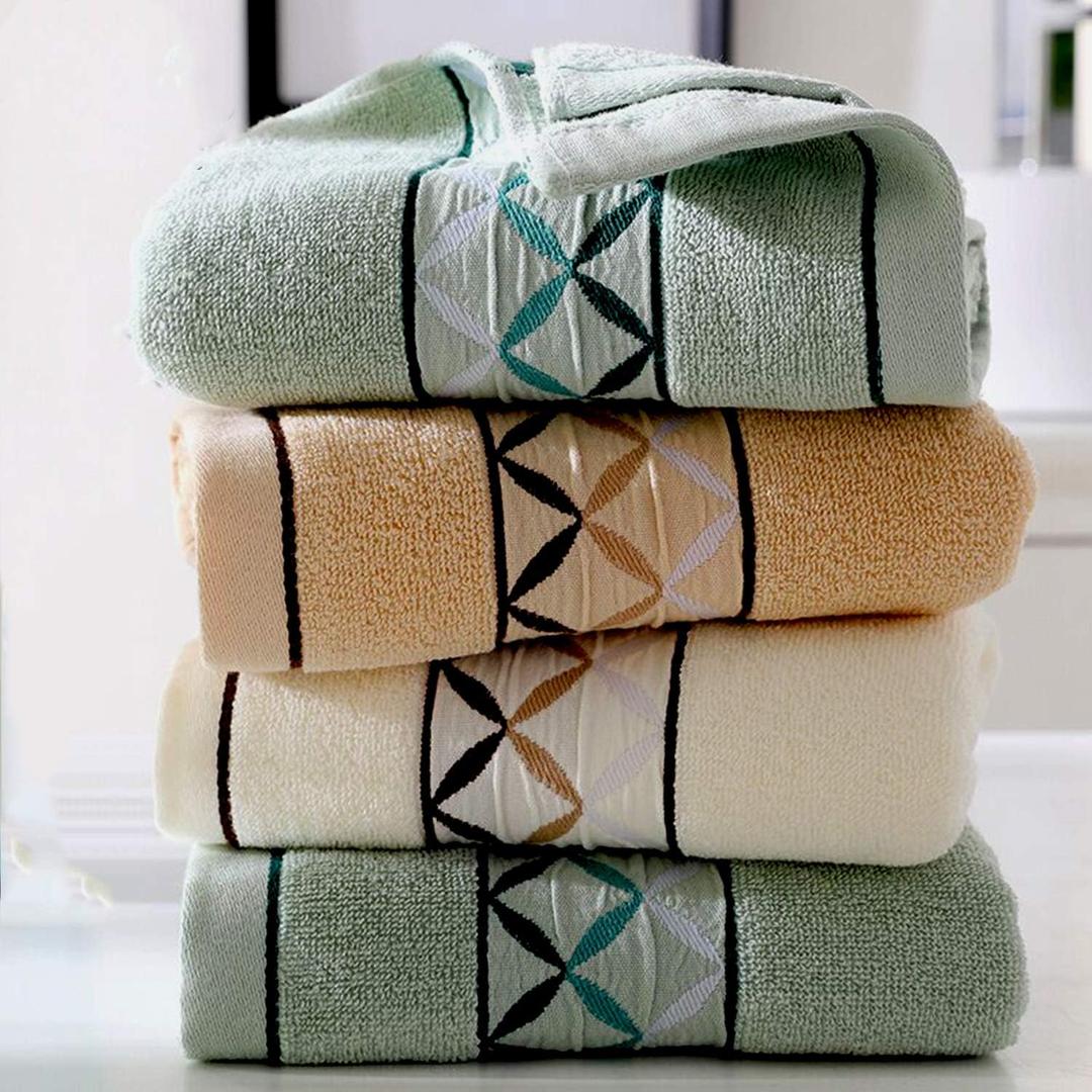 4 Pack Cotton Hand Towels,100% Cotton Face Towels, with Print Super Soft and Highly Absorbent for Bathroom (14 x 30 Inch)(Maoj-4P)