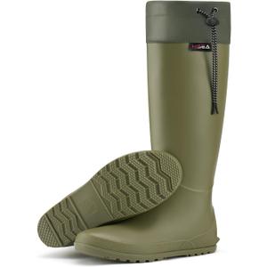 HISEA Women's Rain Boots, Waterproof Knee High Garden Shoes for Yard Work,Packable Slim Fit Rubber Mud Boots, Lightweight Outdoor Footwear for Travel (Green), Size 6