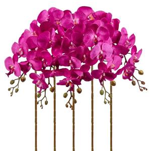 UUXX Hot Pink Artificial Orchids Flowers 5PCS Faux Orchid Stems 35.4" Phalaenopsis Branches for Tall Vase for Bridal Shower Home Party Wedding Decoration (Hot Pink)