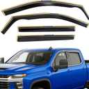 in-Channel Rain Guards Compatible with Chevrolet Silverado Crew Cab 2019-2025 Full Size Shatterproof Heavy-Duty Side Window Deflectors, Window Visor -Black, 4 PCS
