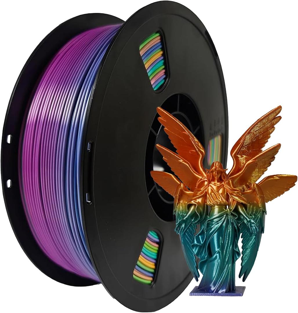 Miailuy 1.75mm Tricolor PLA Filament,2.2lbs/Spool-SilkRainbowCandy
