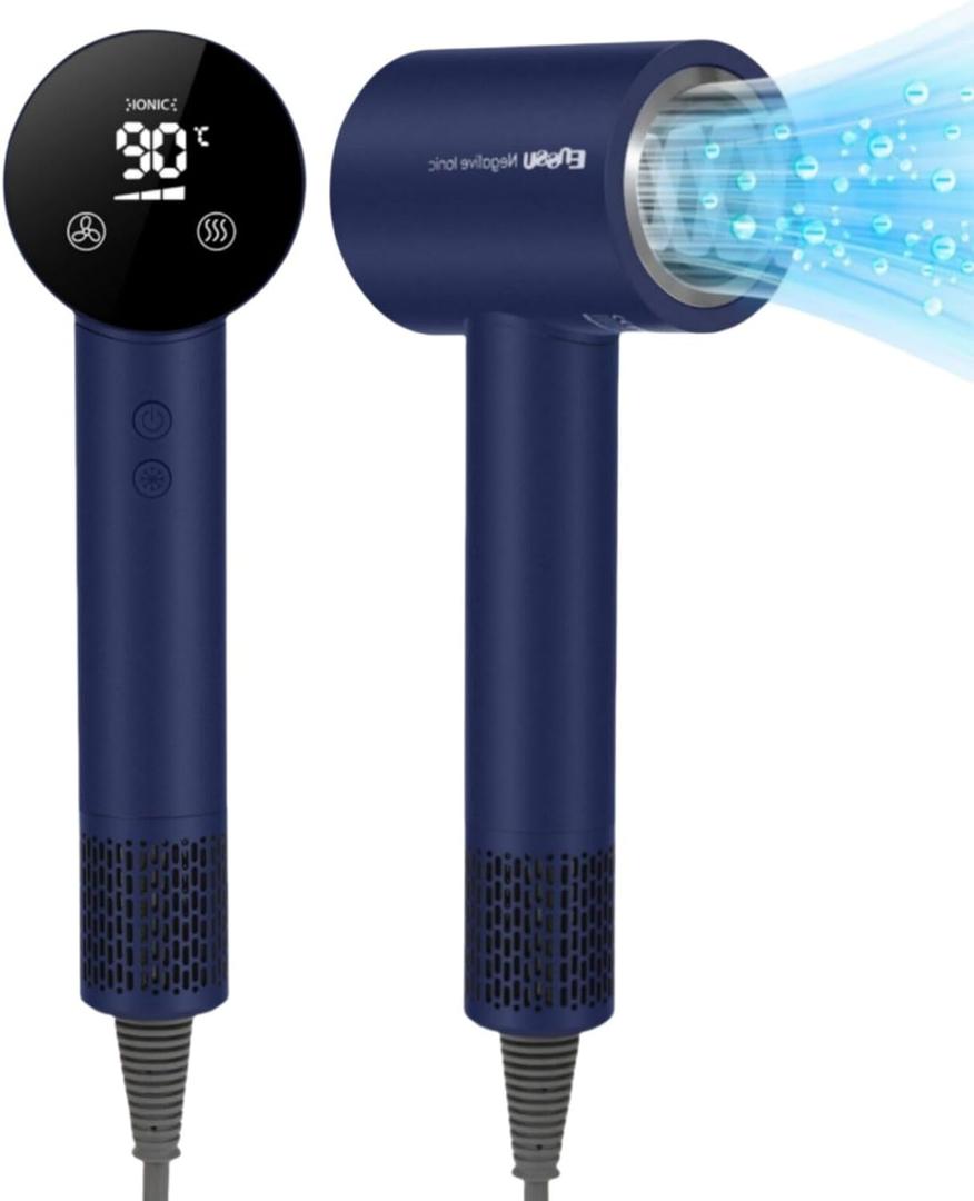 Hair Dryer,110000 RPM High-Speed Brushless Motor for Fast Drying with HD Digital Display, Low Noise Compact Hair Blow Dryer for Curly Hair for Home Travel Salon #201 Purple Blue