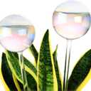 Soilagua 13 oz Extra Large Wick-Controlled Plant Watering Globes, Self Watering Globes for Everyday and Vacation Use, Iridescent Glass Water Bulbs, Automatic Plant Waterer, 2 Pack