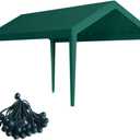 Carport Replacement Canopy, Replacement Top Cover for 10' x 20' Carport Frame, 180G PE Fabric Waterproof & UV Protected Tarp with Ball Bungees, Green (Only Top Cover, Frame is not Included)