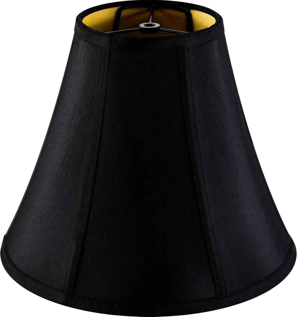 GO&SO Black Bell Lamp Shade 6" Top x 13" Bottom x 10.6" High (Spider) Traditional Table & Floor Lamp Shade - Side Ribbing Hand Crafted Lampshade Replacement
