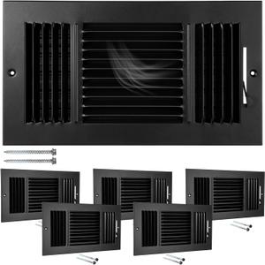 Wesiti 2 Pcs Vent Covers 10 x 6 Inch (Duct Opening) 3Way Ceiling Register Sidewall Ceiling Air Vent Manual Adjuster Solid Steel HVAC Register Cover for Office Home Toilet Bathroom (Black)