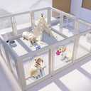 Optimus Design Studio Clear Acrylic Plastic Dog Playpen Indoor,for Puppy Cat Rabbit Ferret Transparent Pet Pen,Easy Assemble Enclosure,Preferable for Small Dogs (10 Panels (White))