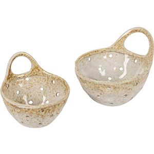 Creative Co-Op Stoneware Colanders with Handles, Set of 2