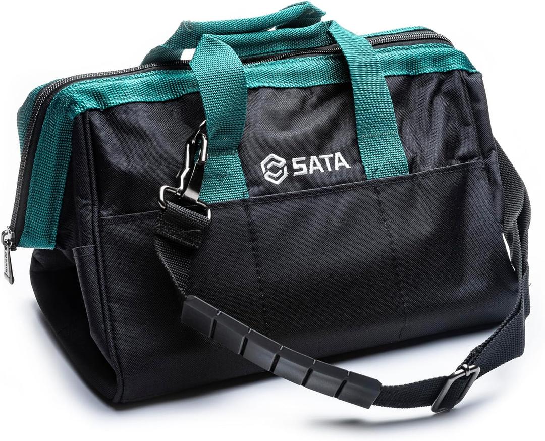 SATA 13-Inch Portable Tool Bag with Waterproof Construction and Multiple Interior and Exterior Pockets, Tool Storage and Organizer - ST95181
