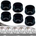 6 Pack Stove Knob Covers for Child Safety, DAFUWENG Childproof Gas Stove Knob Locks, Stove Oven Knob Safety Covers with Adhesive, for Kids and Pets, Heat-Resistant, Durable Design (Upgraded - Black)