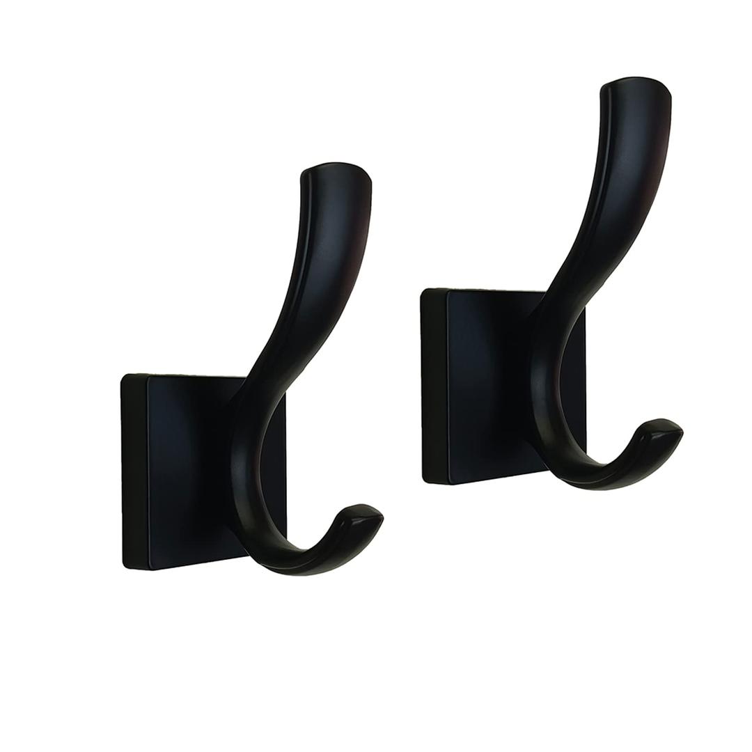 Black Coats Towels Hooks,Towel Robe Clothes Coat Hooks,Heavy Duty Wall Mount Hooks for Bath Bedroom Kitchen Pool Garage Hotel,2 Pack