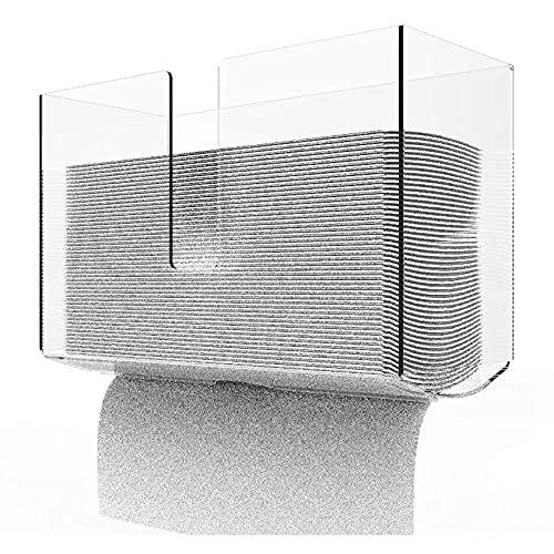 Cq acrylic Wall Mount Paper Towel Dispenser,Clear Folded Paper Towel Holder for Bathroom Toilet and Kitchen,Suitable for Z-fold, C-fold or Multi-Fold Paper Towels, Pack of 1