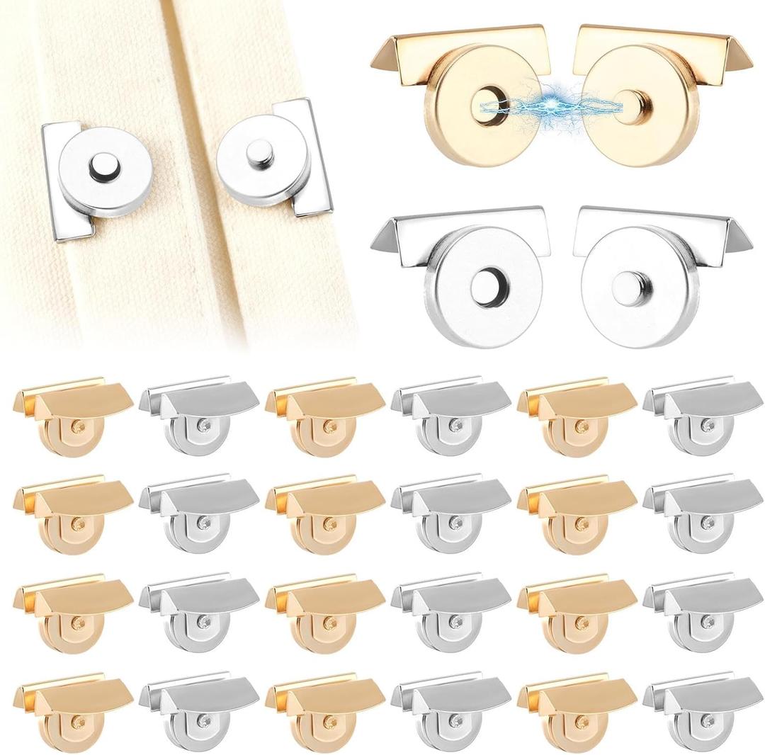 24 Sets Magnetic Snaps Buttons, No-Sew Metal Magnetic Buttons Clasps Purse Closure, Suitable for Bags, Clothing, Crafts, DIY Accessories(Edition:A)