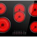 Noxton Electric Cooktop 30 Inch 5 Burners Electric Stove Top, Built-in Electric Radiant Ceramic Cooktop with Sensor Touch Control, Child Safety Lock, Timer, Pause, 8400W with Hard Wire for 220V~240V