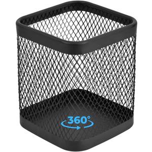IBERG Rotating Coffee Pod Basket, 360 Spinning Mesh Metal Organizer for Coffee Station & Kitchen Counter (Black Square)