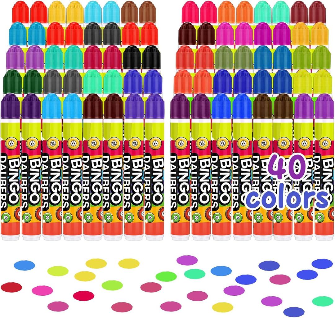 Crtiin 80 Pack Dot Markers 40 Assorted Colors Daubers 0.4 oz Dot Marker Art Bulk Bingo Game Supplies for Toddlers Kids Preschool Adults Classroom DIY Painting Coloring Drawing Craft Gift (Rainbow)