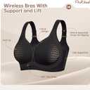 ProKloud Jelly Bras for Women No Underwire Wireless Bra with Support and Lift Full Coverage Plus Size Comfy Seamless Bra (Black, XXL)
